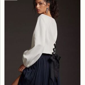 New Anthropologie Maeve Tie-Back Ponte Pullover Sweatshirt L #111